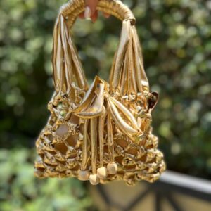 Golden macrame bag